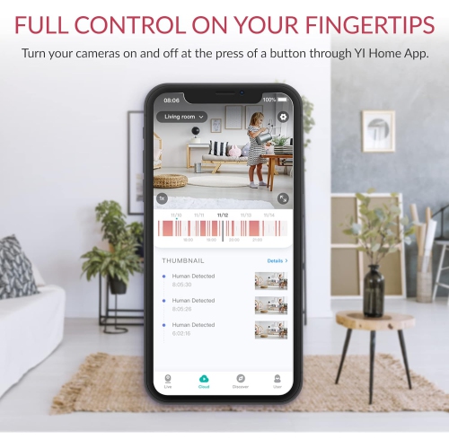YI Pan-Tilt Security Camera, 360 Degree 2.4G Smart Indoor Pet Dog Cat Cam with Night Vision, 2-Way Audio, Motion Detection, Phone APP, Compatible