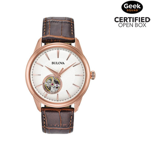 Boîte ouverte - Montre-bijou pour hommes de 41 mm Classic de Bulova - Brun/Blanc/Rose doré