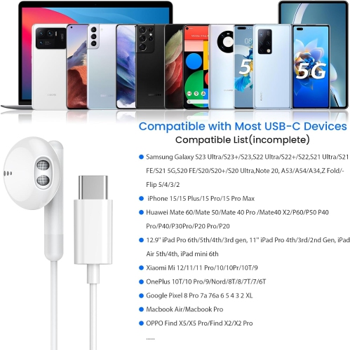 CABLESHARK)USB C Headphones for iPhone 15 Pro Max 15 Plus USB C