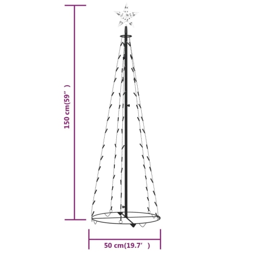 vidaXL Christmas Cone Tree Cold White 84 LEDs Decoration 50x150 cm