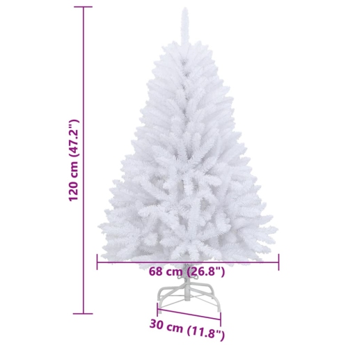 vidaXL Artificial Hinged Christmas Tree with Stand White 120 cm
