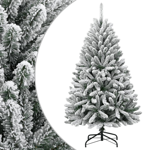 Arbre de Noël à charnières artificielles avec 150&nbsp;cm de neige floqué vidaXL