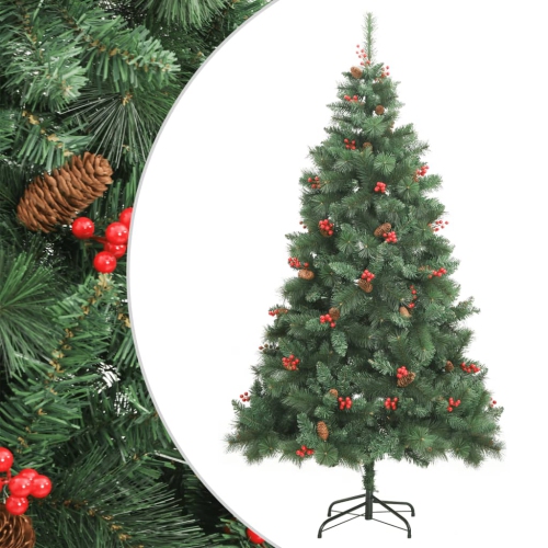 VIDAXL  Artificial Hinged Christmas Tree With Cones And Berries 240 Cm