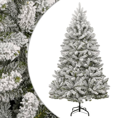 vidaXL Artificial Hinged Christmas Tree with Flocked Snow 180 cm