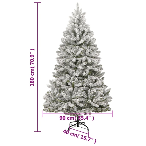 vidaXL Artificial Hinged Christmas Tree with Flocked Snow 180 cm