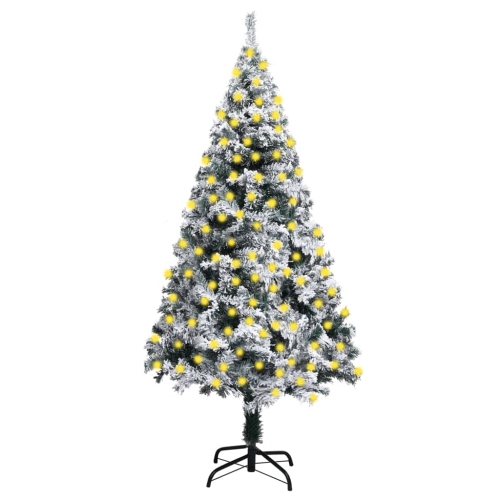 VIDAXL  Artificial Pre-Lit Christmas Tree With Flocked Snow Green 210 Cm