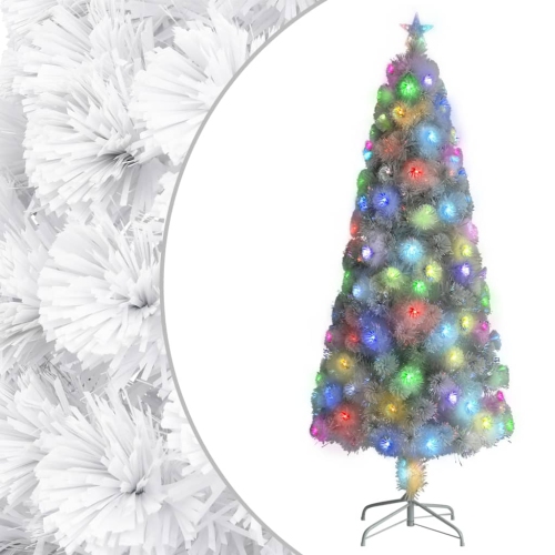 VIDAXL  Artificial Pre-Lit Christmas Tree White 210 Cm Fibre Optic