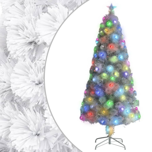 VIDAXL  Artificial Pre-Lit Christmas Tree White 150 Cm Fibre Optic