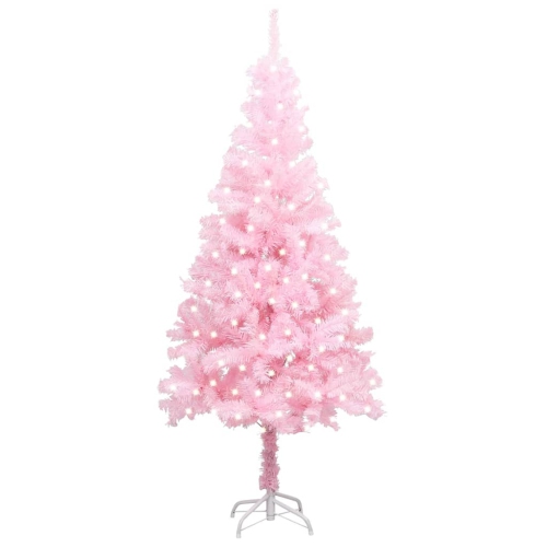 VIDAXL  Artificial Pre-Lit Christmas Tree With Stand 240 Cm Pvc In Pink