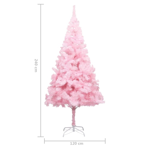 vidaXL Artificial Pre-lit Christmas Tree with Stand Pink 240 cm PVC