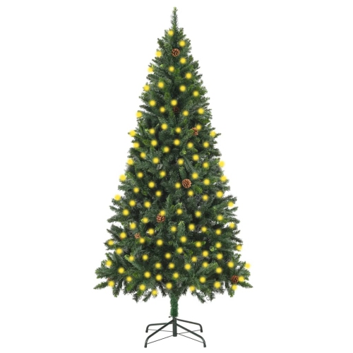 VIDAXL  Artificial Pre-Lit Christmas Tree With Pine Cones Green 210 Cm