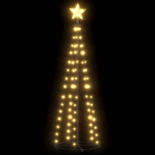 VIDAXL  Christmas Cone Tree Warm 84 Leds Decoration 50X150 Cm In White