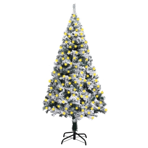 vidaXL Artificial Pre-lit Christmas Tree with Flocked Snow Green 240 cm