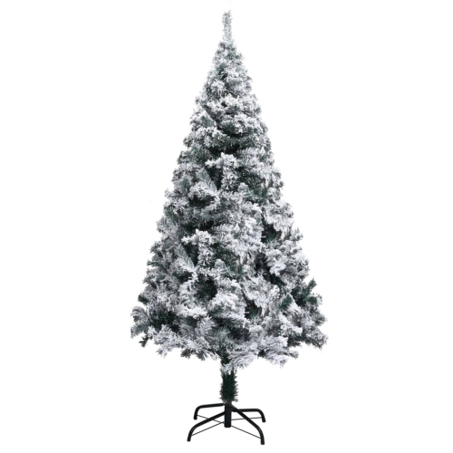 vidaXL Artificial Pre-lit Christmas Tree with Flocked Snow Green 240 cm