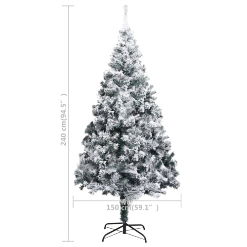 vidaXL Artificial Pre-lit Christmas Tree with Flocked Snow Green 240 cm