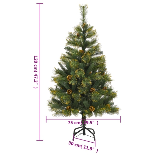 vidaXL Artificial Hinged Christmas Tree with Cones 120 cm