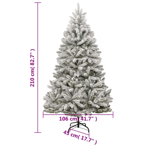 Sapin de Noël à charnières artificielles à 300 DEL et 210&nbsp;cm de neige floqué
