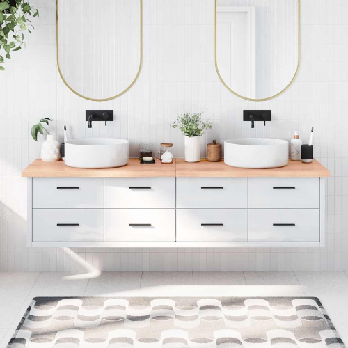 vidaXL Bathroom Countertop Light Brown 200x60x(2-4)cm Treated Solid Wood