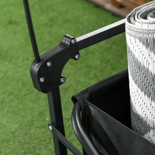 Chariot pliable Outsunny Outdoor avec auvent amovible, chariot de jardin pliable, chariot de camping à tirer robuste avec poignée télescopique et sac