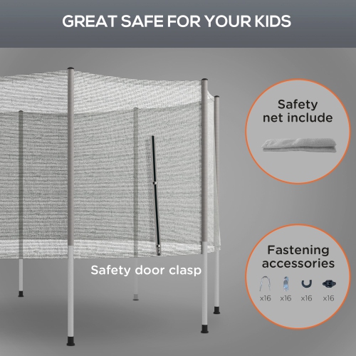 Soozier 14FT Trampoline Net Enclosure Trampolining Bounce Safety Accessories w/ 8 Poles Net Enclosure Only, Grey