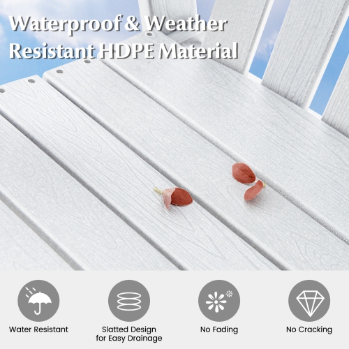 Costway 1 PCS Tall Bar Stool HDPE Patio Chair with Armrest Footrest Home Indoor Outdoor White