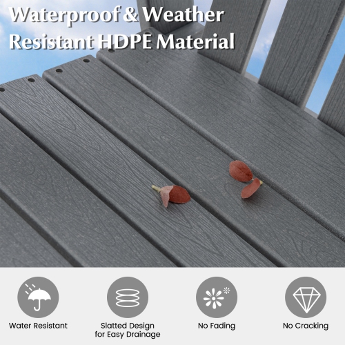 Costway 4 PCS Tall Bar Stool HDPE Patio Chair with Armrest Footrest Home Indoor Outdoor Gray