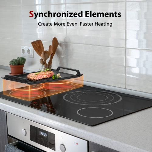 GASLAND 30&nbsp;po Surface de cuisson électrique radiante à 5 éléments avec trois anneaux et élément en pont, certifiée ETL