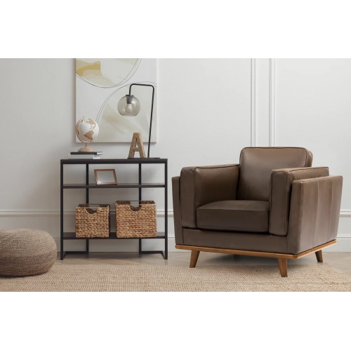 Fauteuil d'appoint en cuir de surface Artisan de Valencia couleur chocolat