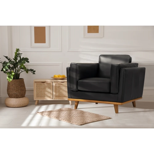 Valencia Artisan Top Grain Leather Accent Chair Black