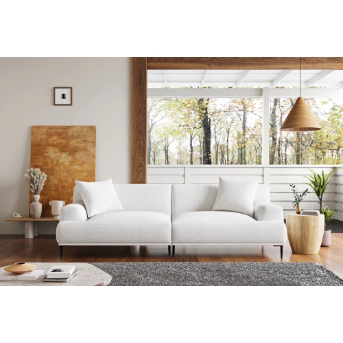 Valencia Kotor Modern Fabric 91" Wide Sofa, White Color