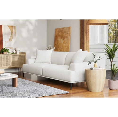 Valencia Kotor Modern Fabric 91" Wide Sofa, White Color