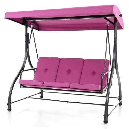 Costway 3-Seat Outdoor Converting Patio Swing Glider Adjustable Canopy Porch Swing