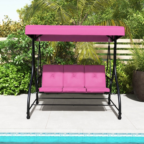 Costway 3-Seat Outdoor Converting Patio Swing Glider Adjustable Canopy Porch Swing