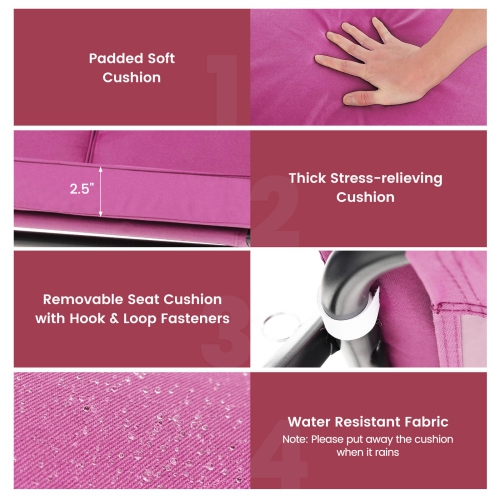 Costway 3-Seat Outdoor Converting Patio Swing Glider Adjustable Canopy Porch Swing