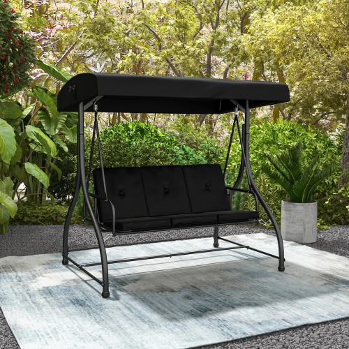 Costway 3-Seat Outdoor Converting Patio Swing Glider Adjustable Canopy Porch Swing