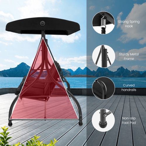 Costway 3-Seat Outdoor Converting Patio Swing Glider Adjustable Canopy Porch Swing