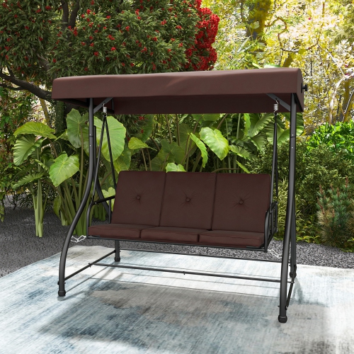 Costway 3-Seat Outdoor Converting Patio Swing Glider Adjustable Canopy Porch Swing