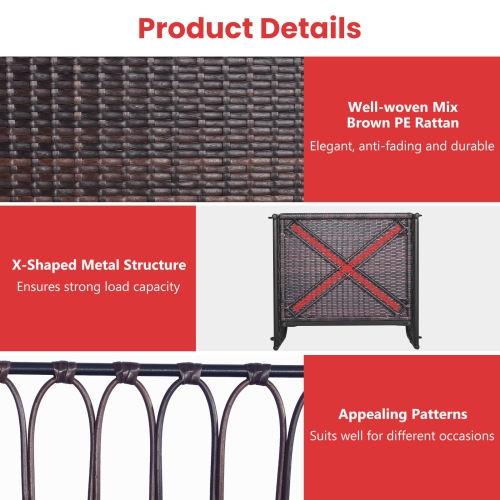 Costway Patio Hanging Rattan Basket Chair Swing Hammock Chair with Seat Cushion