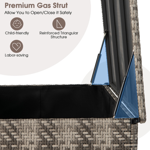 Costway 96 Gallon Patio Rattan Storage Deck Box Container Garden Liner Wheels