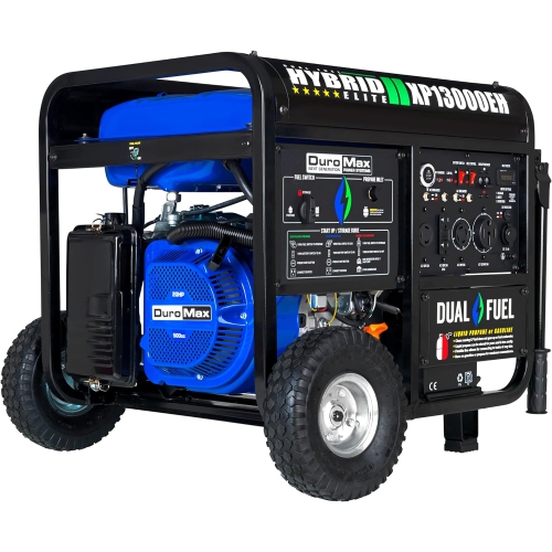 DuroMax – génératrice portative biénergie de 13000 W pour démarrage à gaz ou au propane, alimentation électrique, bleu/gris, XP13000EH