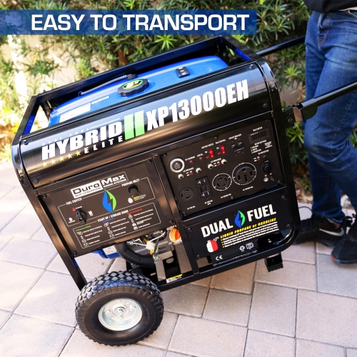 DuroMax – génératrice portative biénergie de 13000 W pour démarrage à gaz ou au propane, alimentation électrique, bleu/gris, XP13000EH