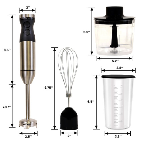 Kenmore 400-Watt Variable Speed Immersion Blender with Food Chopper and Whisk - Silver/Black