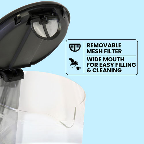 Total Chef Electric Glass Tea Kettle with LED Light & Cordless Pouring - 1.8QT/1.7L - Glass