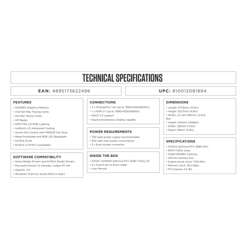 Refurbished(Good) - ZOTAC GAMING GeForce RTX 3080 Trinity OC