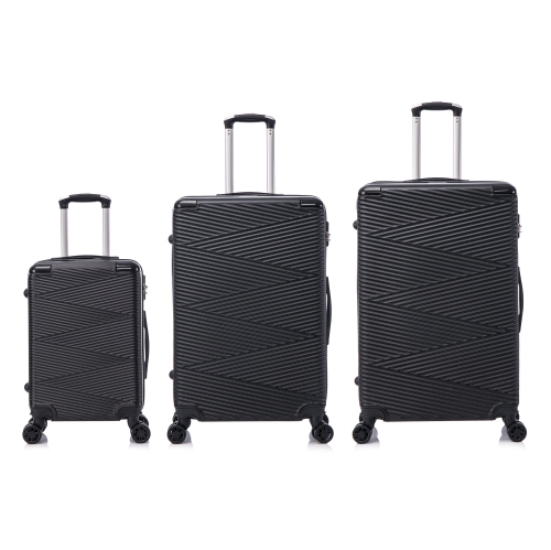 VALISE RIGIDE 3 PIÈCES DE TOSCANO-INTRECCIARE AND DURABLE RÉSISTANT AUX RAYURES – NOIR