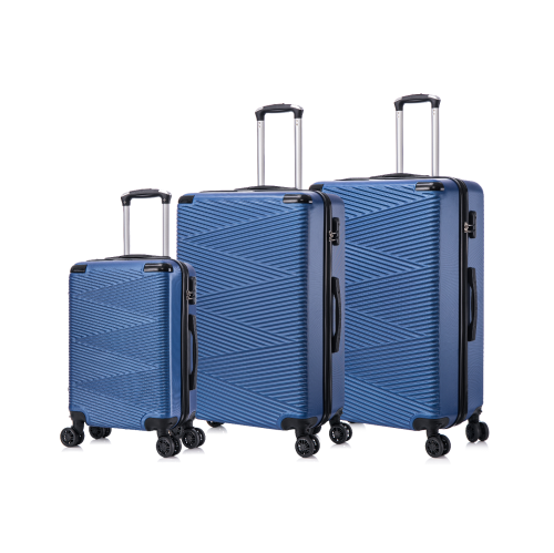 VALISE RIGIDE 3 PIÈCES DE TOSCANO-INTRECCIARE AND DURABLE RÉSISTANT AUX RAYURES – BLEU