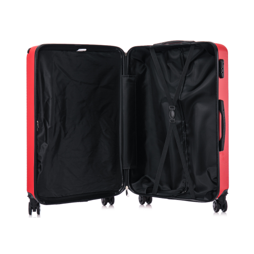 VALISE RIGIDE 3 PIÈCES DE TOSCANO-INTRECCIARE AND DURABLE RÉSISTANT AUX RAYURES - VERMILION RED