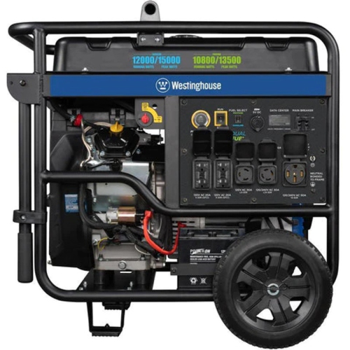 Westinghouse Outdoor Power Equipment 15000 Peak Watt Dual Fuel Home Backup Portable Generator, Remote Electric Start, Transfer Switch Ready, Gas and
