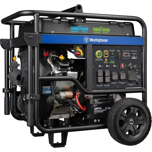 Westinghouse Outdoor Power Equipment 15000 Peak Watt Dual Fuel Home Backup Portable Generator, Remote Electric Start, Transfer Switch Ready, Gas and
