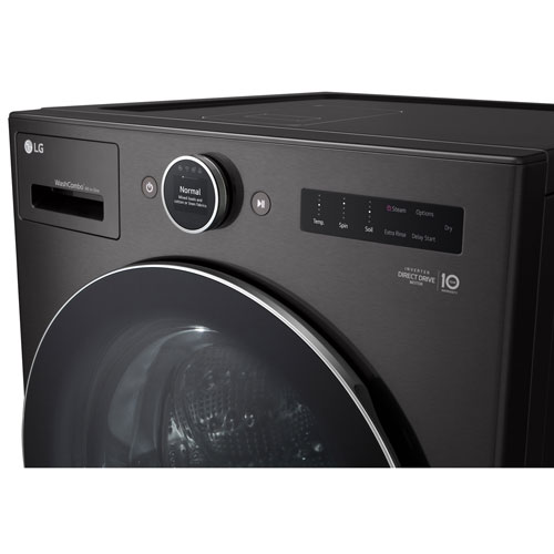 LG 5.7 Cu. Ft. High Efficiency Electric Washer & Dryer Combo (WM6998HBA) - Black Steel